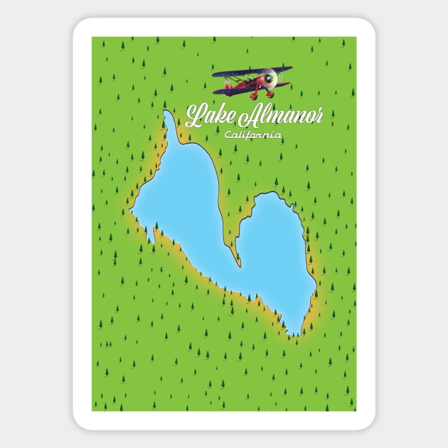 Lake Almanor California USA map Sticker by nickemporium1